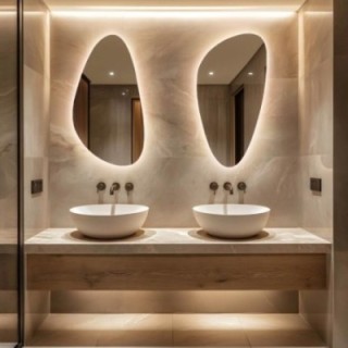 Set de două oglinzi de formă neregulată cu iluminare - SELENIT LED