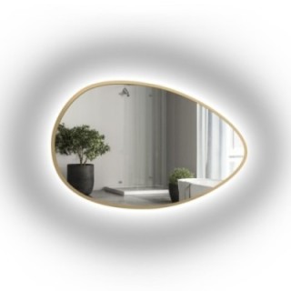 Oglindă organică în ramă aurie din MDF SLIM cu iluminare - ZOE LED - culoarea ramei la alegere