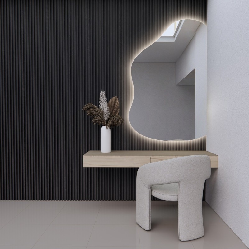Oglindă organică cu margini teșite și iluminare LED - STONE LED MARGINI TEȘITE