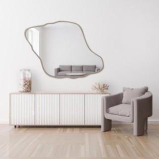 Oglindă cu formă organică, în ramă din MDF de culoarea cașmirului - MARIS DUNE ÎN RAMĂ