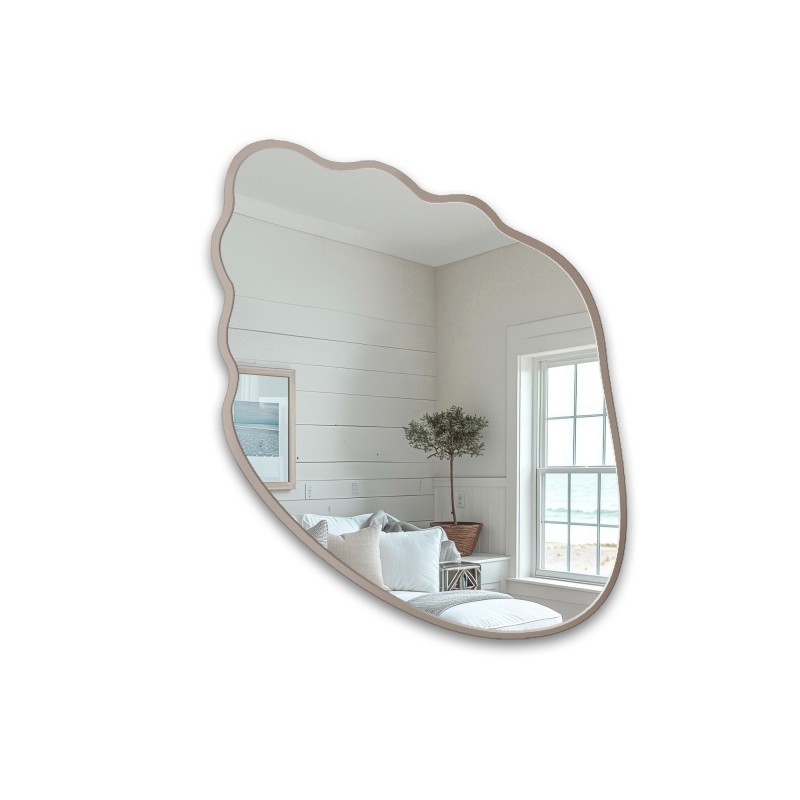 Oglindă cu formă organică, în ramă din MDF de culoarea cașmirului - MARIS SHELL ÎN RAMĂ