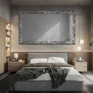 Oglindă de perete elegantă, cu ramă argintie și suprafață de oglindă grafit – CLAUDE GRAPHITE