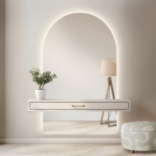 Oglindă semi-ovală de baie în două părți cu iluminare - FRANK LED