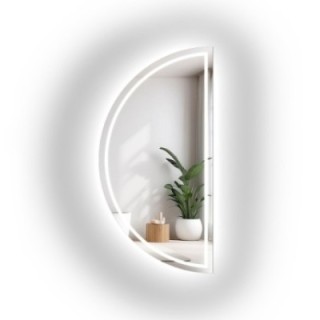 Oglindă de baie semicirculară sablată cu iluminare - HELENA LED I