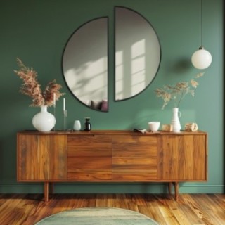 Set de oglinzi semicirculare în ramă neagră din MDF SLIM - HILDA SET - culoarea ramei la alegere