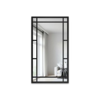 Oglindă în stil loft cu șipci, cu ramă neagră din MDF - SET