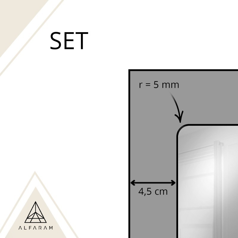 Oglindă tip fereastră în stil loft, cu ramă neagră din MDF - SET