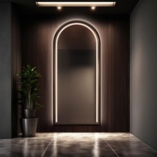Oglindă semiovală cu iluminare în ramă MDF – PLATO ÎN CADRU LED