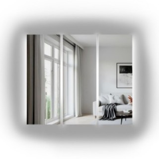 Oglindă mare de perete cu LED-uri, din 3 părți, realizată la comandă – TREGIS LED