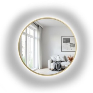 Oglindă rotundă cu ramă aurie din MDF SLIM și iluminare - OTYLIA LED - culoarea ramei la alegere