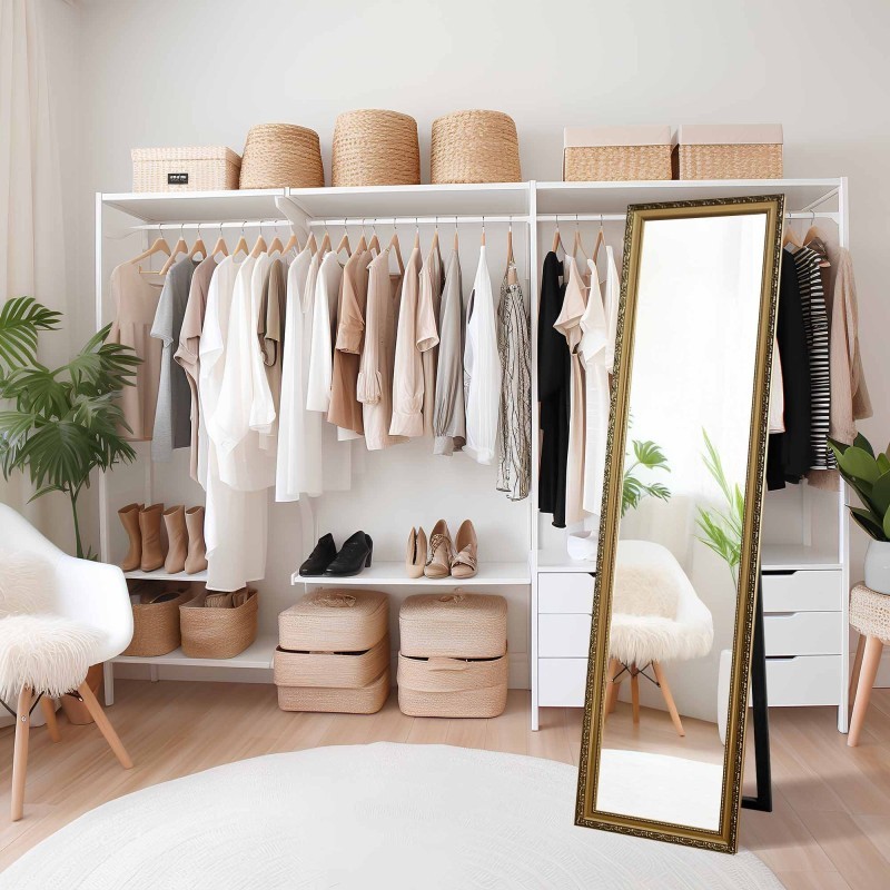 Oglindă de podea în ramă decorativă din lemn - 4001 - culoarea ramei la alegere
