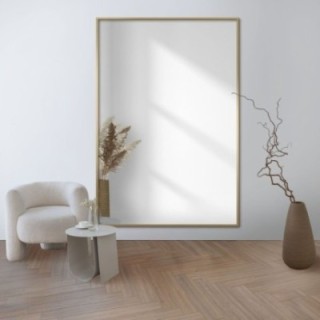 Oglindă dreptunghiulară cu ramă aurie minimalistă 1201