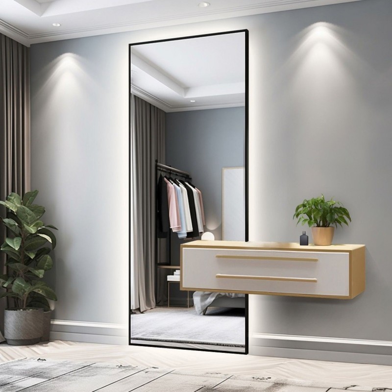 Oglindă modernă cu ramă și decupaj pentru dulap cu iluminare cu LED 1503