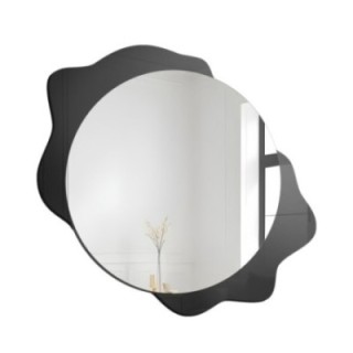 Oglindă decorativă rotundă pe pată neagră – DARK DROP