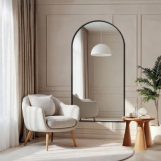 Oglindă semiovală cu ramă neagră din MDF SLIM - DOMI - culoarea ramei la alegere