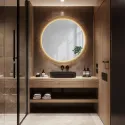 Oglindă rotundă pe sticlă ornamentală Master Flex cu iluminare - LUXORA FROSTED LED