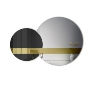 Set de oglinzi decorative panou auriu și lacobel negru - GOLD MOON