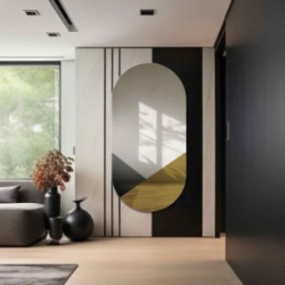 Oglindă decorativă ovală exclusivistă în negru și auriu - ROYAL