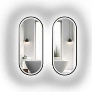 Set de oglinzi ovale în ramă mdf cu iluminare - OSKAR LED SET II