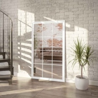 Oglindă tip fereastră în stil loft, cu ramă albă - TELIMENA - culoarea ramei la alegere