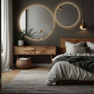 Set de oglinzi rotunde pentru baie cu iluminare - SET CERC LED