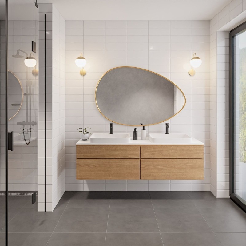 Oglindă organică cu ramă aurie din MDF SLIM - ZOE - culoarea ramei la alegere