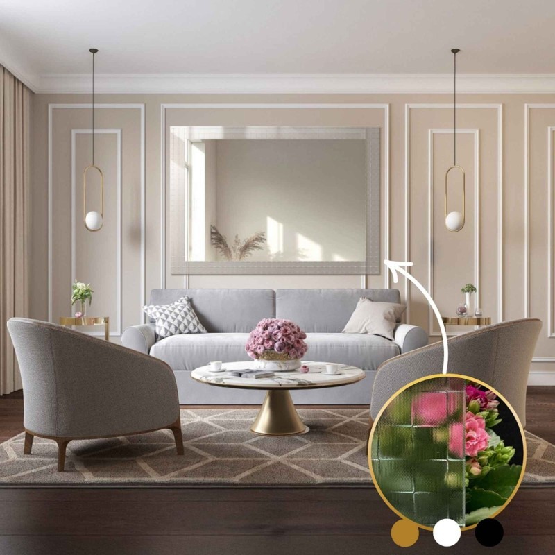 Oglindă decorativă dreptunghiulară pe sticlă ornamentală Master Flex - LUXORA ETERION