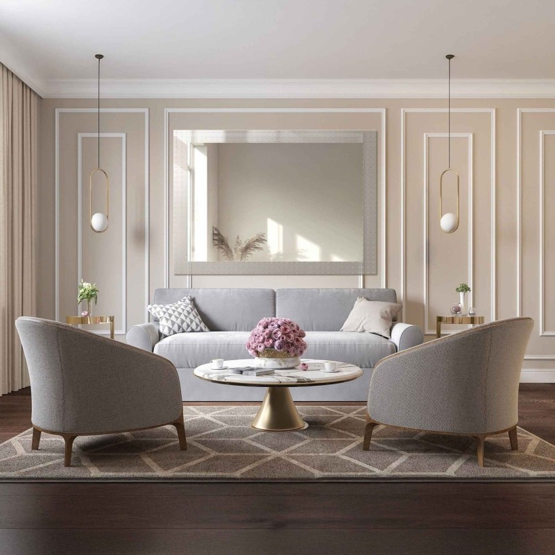 Oglindă decorativă dreptunghiulară pe sticlă ornamentală Master Flex - LUXORA ETERION