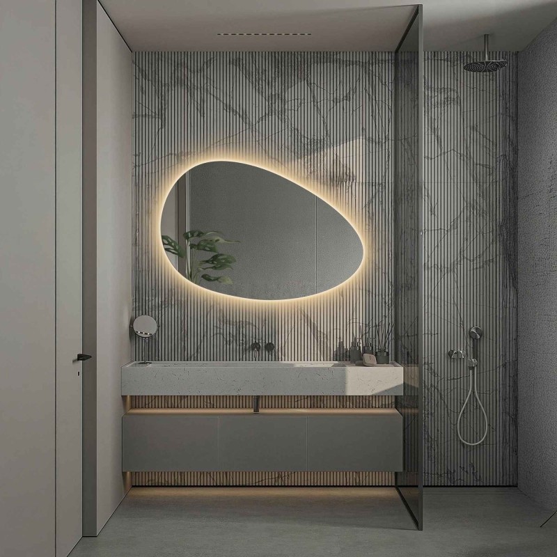 Oglindă organică șlefuită cu iluminare - ZYTA LED