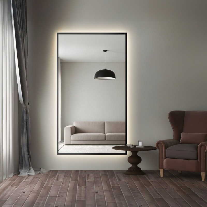 Oglindă în ramă neagră cu iluminare - 1503 LED - culoarea ramei la alegere
