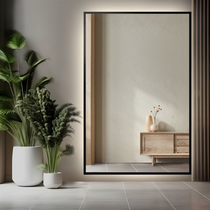 Oglindă în ramă neagră cu iluminare - 1503 LED - culoarea ramei la alegere