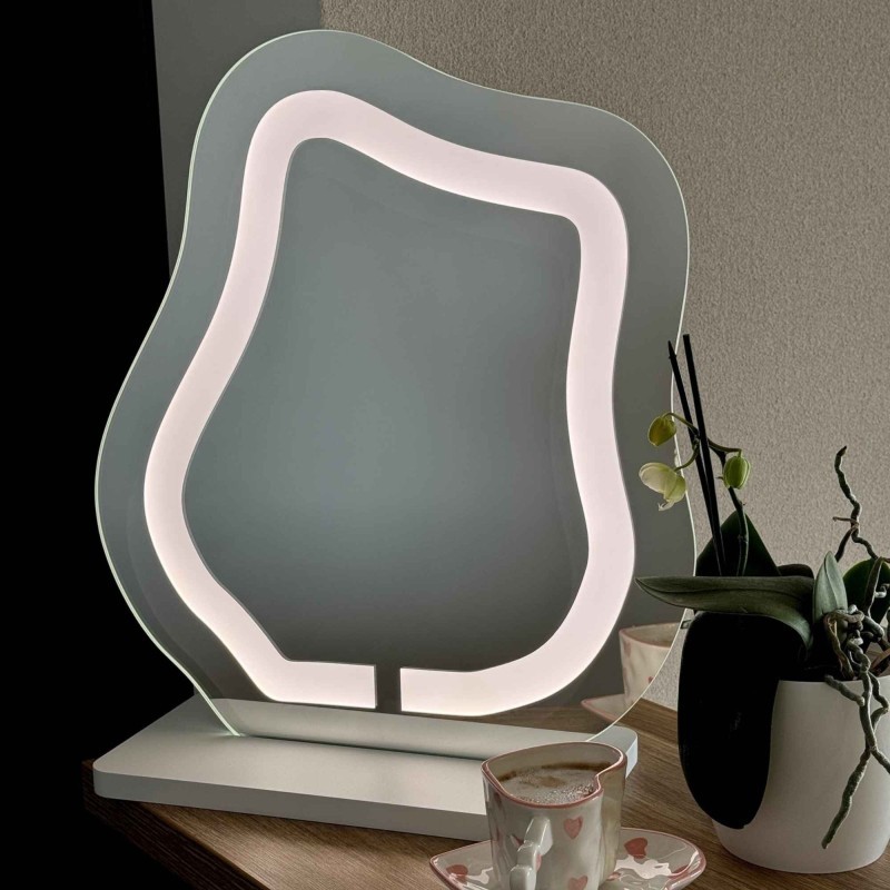 Oglindă cosmetică cu iluminare din spate sablată - FLOW LED PETITE