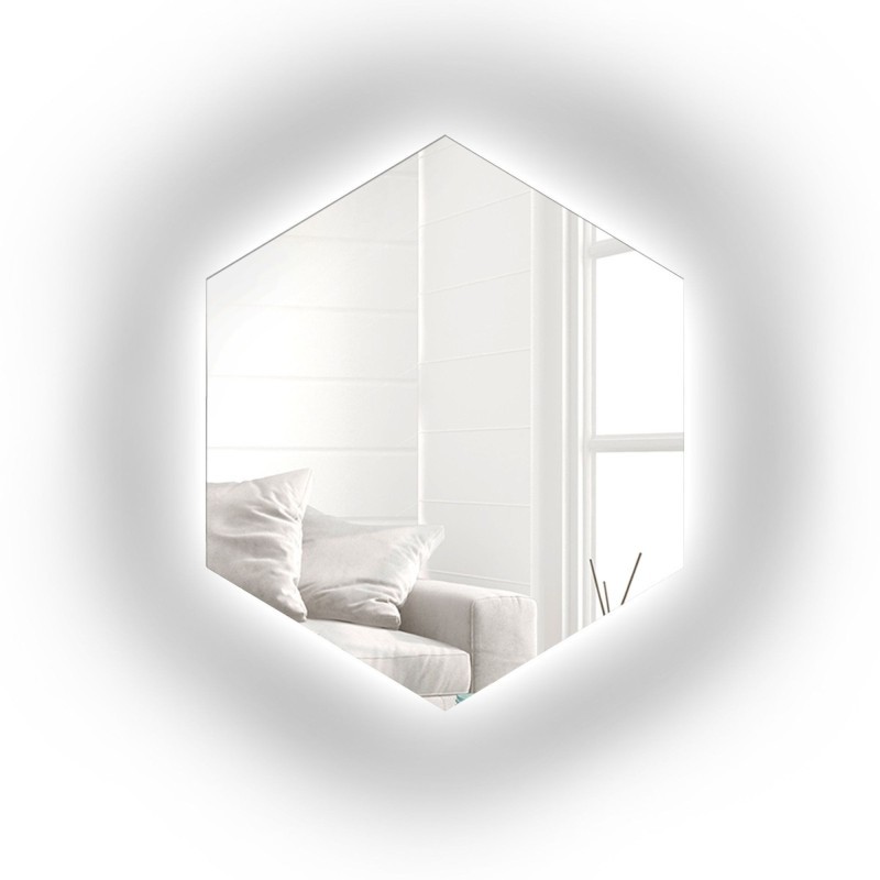 Oglindă de formă geometrică cu iluminare – HEXA LED