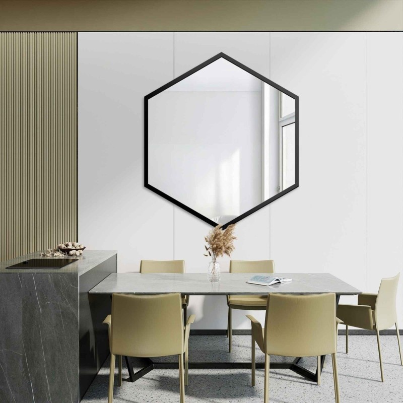 Oglindă de formă geometrică în ramă – HEXA ÎN CADRU