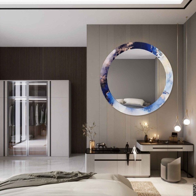 Oglindă rotundă pe marmură albastră – MARBLE IRIS