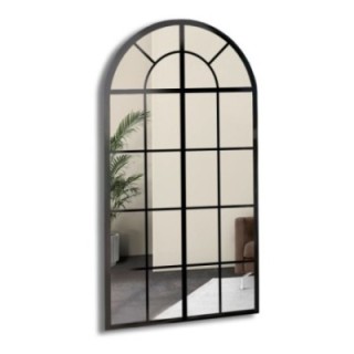 Oglindă semiovală cu șprosuri, cu ramă din MDF în stil loft - FEREASTRĂ I - culoarea ramei la alegere