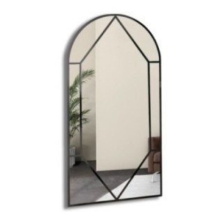Oglindă semiovală cu șprosuri, cu ramă din MDF în stil loft - FEREASTRĂ IV - culoarea ramei la alegere