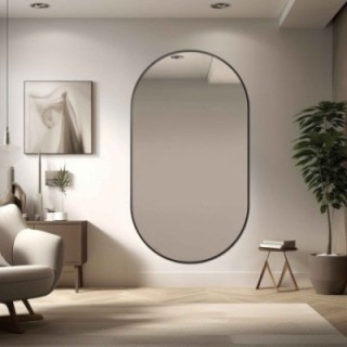 Oglindă ovală cu ramă neagră din MDF SLIM - OLI - culoarea ramei la alegere