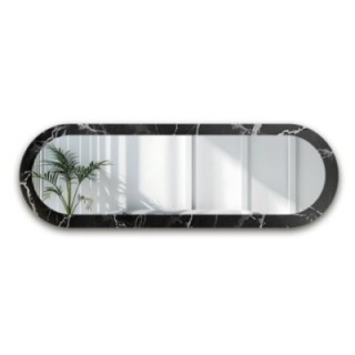 Oglindă ovală pe marmură negru-argintiu – MARBLE OVALIS