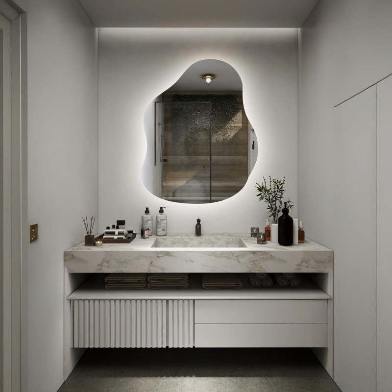 Oglindă de formă organică cu iluminare - STONE LED