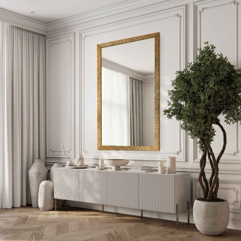 Oglindă Glamour cu ramă aurie, lucioasă - 8002002