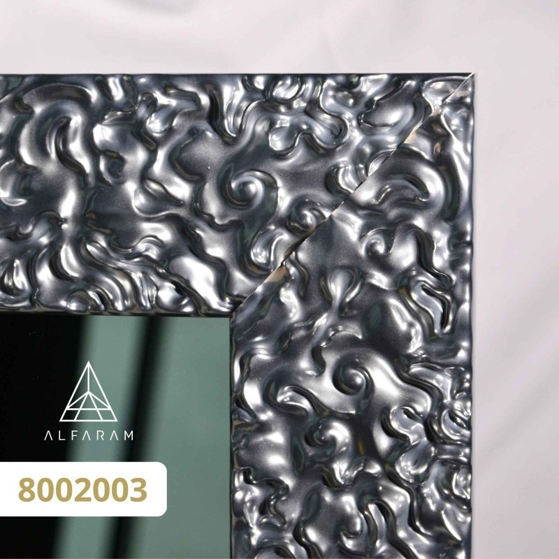 Oglindă Glamour cu ramă argintie, lucioasă - 8002003