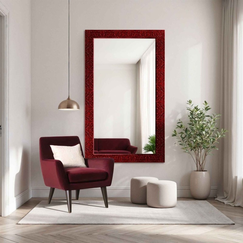 Oglindă Glamour cu ramă burgund lucioasă - 8002006