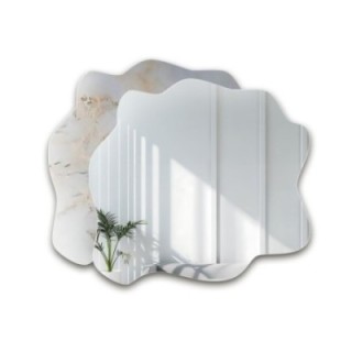Oglindă neregulată pe marmură alb-auriu – MARBLE BIALORO