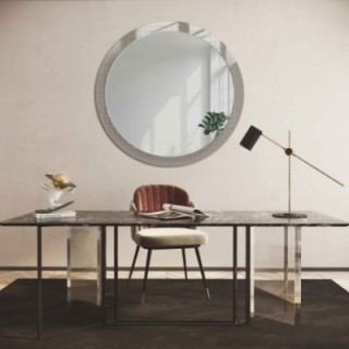 Oglindă decorativă rotundă pe sticlă ornamentală Master Flex - LUXORA FROSTED