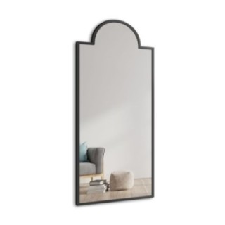 Oglindă decorativă semiovală cu ramă neagră din MDF - ROSANO