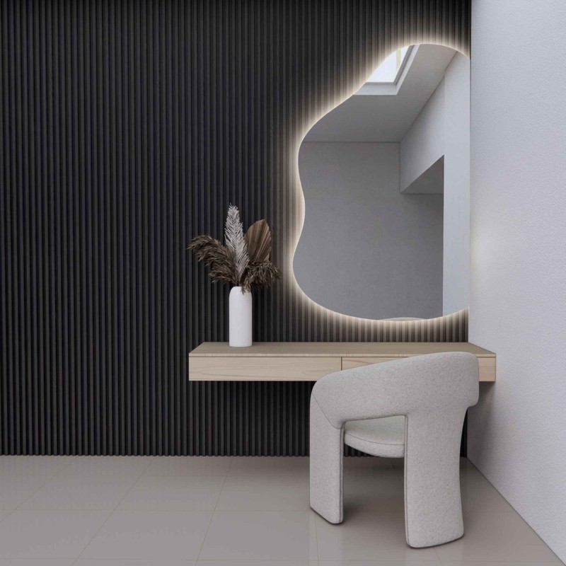 Oglindă organică cu latură tăiată și iluminare LED - STONE LED LATURĂ TĂIATĂ