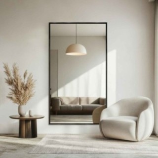 Oglindă de perete modernă mare în ramă de lemn - 2101 - culoarea ramei la alegere