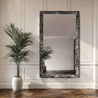 Oglindă de perete de lux în ramă grafit bogat decorată - 9003003