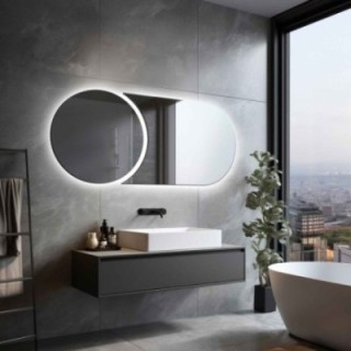 Oglindă de baie modernă în două părți cu iluminare - APOLLO LED